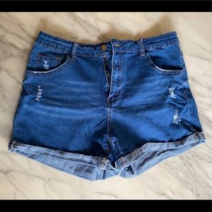 Denim Cuff Shorts - Size XL